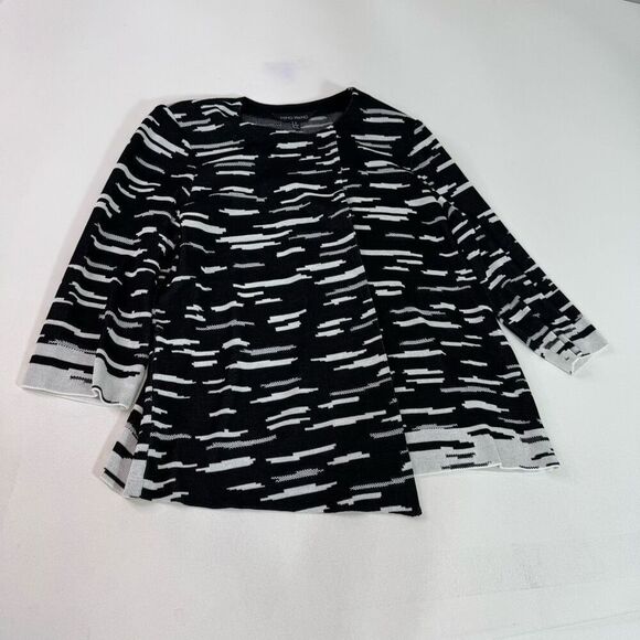 Ming Wang Jacket Cardigan Womens Large Black Buttoned Top Knit Acrylic Mature - Picture 1 of 8